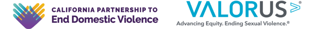 Logos for the California Partnership to End Domestic Violence and VALOR